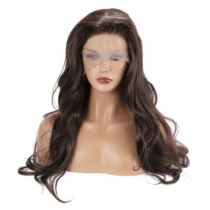 Unique Bargains Women's Long Body Wave Lace Front Wigs with Wig Cap 26" Deep Brown 1 Pc - 1 of 4