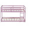 Dolonm Solid Rubber Wood Twin over Twin Low-Height Floor Bunk Bed with Ladder, Strengthened Slats, 77.3"L x 43.8"W x 46.6"H - 2 of 4