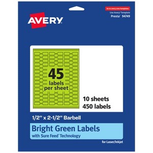 Avery Bright Green Paper Labels, 0.5" x 2.5" Barbell - 1 of 4