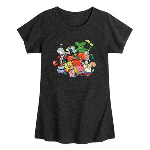 Girls' - SpongeBob SquarePants - SpongeBob and Friends Fitted Short Sleeve Graphic T-Shirt - 1 of 4