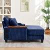 PAGED Single Sofa with Ottoman, Fluffy Corduroy Sofa with Bluetooth Speaker, USB Ports,180°Rotating Table Board for Living Room - 4 of 4