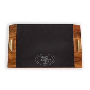 NFL San Francisco 49ers Covina Acacia Wood and Slate Black with Gold Accents Serving Tray - 1 of 4