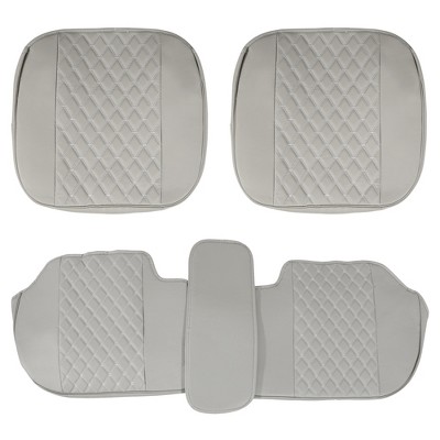 X-Autohaux Universal Breathable Leatherette Automotive Seat Pads Gray Beige 1 Set