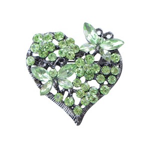 Anna-Kaci Womens Floral Silvery Tone Crystal Rhinestone Insect Butterfly Love Flower Heart Brooch Pin - 1 of 4
