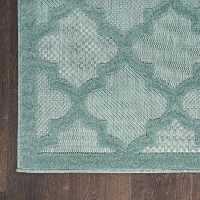 Aqua Teal Trellis 7' x 10' Flat Woven Synthetic Area Rug