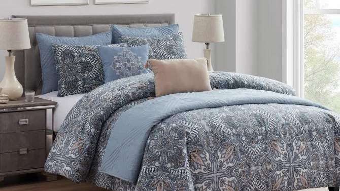 8pc Valore Medallion Coordinating Comforter and Quilt Set Blue - VCNY, 2 of 8, play video