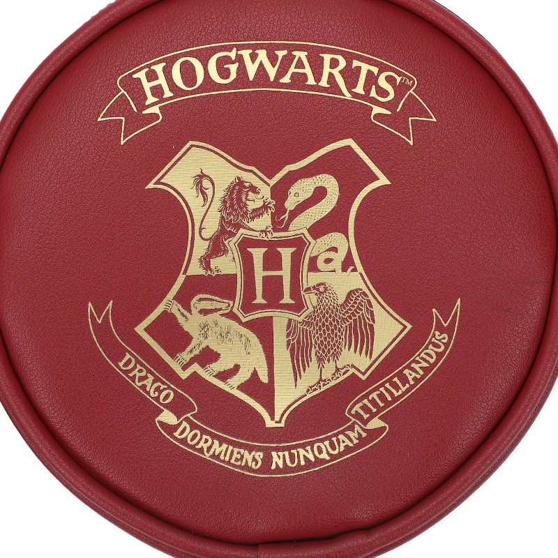 Harry Potter Gold Foil Hogwarts Crest Round Burgundy Coin Purse, 2 of 7