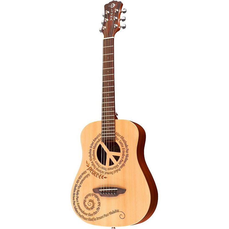 Luna Safari 3/4 Size Travel Guitar with Peace Design Mahogany with Satin Finish, 3 of 7