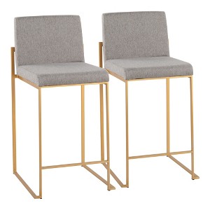 Contemporary High Back Counter Stool with Padded Seat and Backrest (Set of 2) for Kitchen, Counter, or Dining Area - 1 of 4