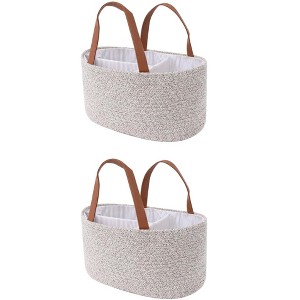 REGALWOVEN Handcrafted Odorless Cotton Rope Storage Basket with Handles and Divider 2 Pcs - 1 of 4