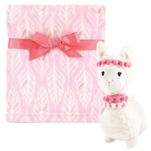 Hudson Baby Infant Girl Plush Blanket with Toy, Llama, One Size - 1 of 3