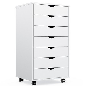 SEVOBAL Utility Storage Drawers 7 Drawers Premium Mobile Storage Chest, Elegant Multi Organizer with Wheels for Living Room, White, 18.7"*15.7"*34.2" - 1 of 4
