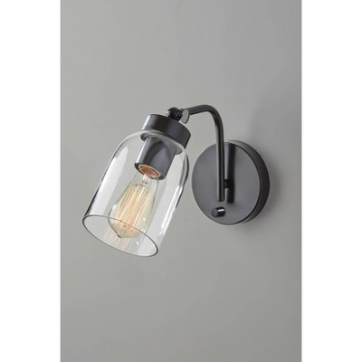 Black Mid-Century Modern Bronze Plug-In Wall Sconce