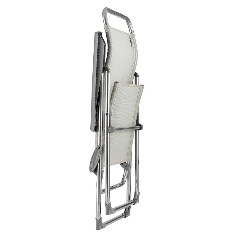 Lafuma Alu Cham Adjustable Lightweight Ergonomic Rust-Free Outdoor Folding Patio Armchair with 5 Seating Positions & Batyline Ventilated Fabric, Rye, 5 of 7