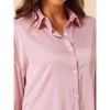 cheibear Women's Satin Lounge Boyfriend Style Button Down Sleepwear Dress - 4 of 4