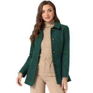 INSPIRE CHIC Women's Work Office Winter Overcoat Single Breasted Point Collar Pea Coat - 1 of 4