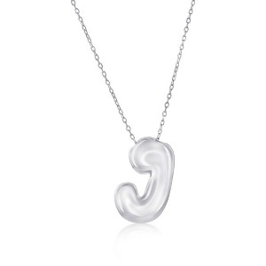 Bella Silver Sterling Silver, Bubble Initial Letter 18" Pendant Necklace - 1 of 2