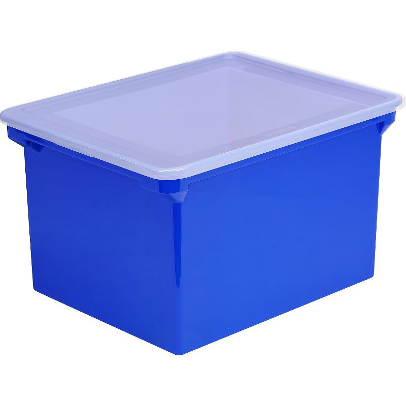 Storex Plastic File Tote Storage Box Letter/Legal Snap-On Lid Blue/Clear 61554U01C, 3 of 4