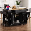 VYNXARIA Kitchen Island with Trash Can Storage Cabinet,Rolling Kitchen Islands on 5 Wheels with 3 Drawer,Black - 3 of 4