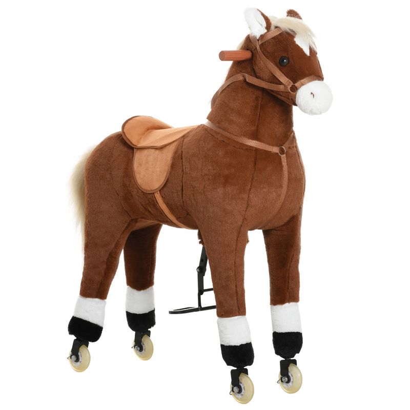 Qaba Kids Ride-on Walking Horse with Easy Rolling Wheels, Soft Huggable Body, & a Large Size for Kids 5-16 Years, 5 of 10