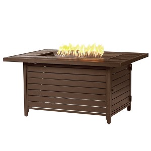 Oakland Living Aluminum Rectangle 48" x 36" 55000 BTUs Propane Wood Texture Panel Design Outdoor Patio Dining Table - 1 of 4