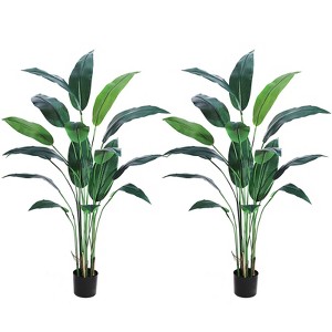 Whizmax Artificial Bird of Paradise Plant 7FT/6FT Fake Palm Tree, for Decor Faux Plants for Home Office with 20/17 Trunks Faux Leaves - 1 of 4