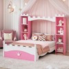 TIRAMISUBEST Castle-Shaped Wooden Platform Bed with Storage Shelf, Dreamy Twin Size Bed Frame for Kids Bedroom - 2 of 4