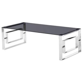 Mallory Stainless Steel and Smoked Glass Coffee Table in Silver - Best Master Furniture