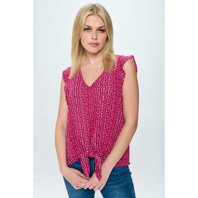 WEST K Women's Samantha Tie Front Ruffle Sleeve Top