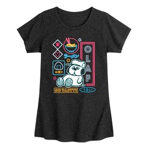 Girls' - Peanuts - Neon Olaf Fitted Short Sleeve Graphic T-Shirt - 1 of 4