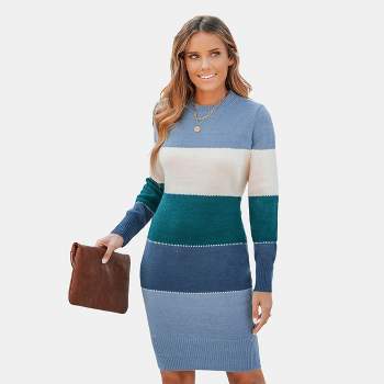 Women's Colorblock Bodycon Mini Sweater Dress - Cupshe