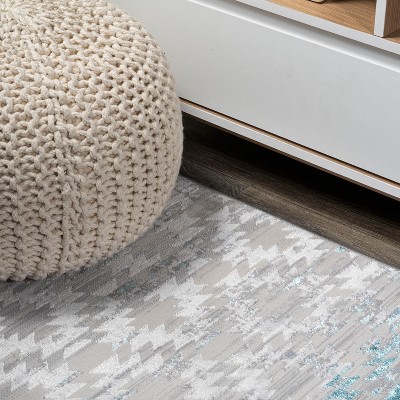 Gray and Turquoise Trellis 8' x 10' Synthetic Area Rug