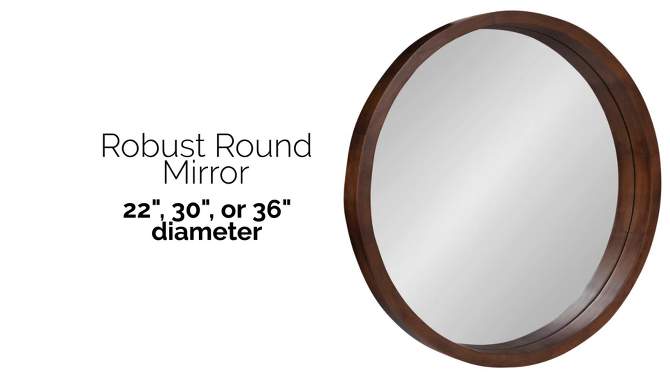 22&#34; x 22&#34; Hutton Round Wood Wall Mirror Walnut Brown - Kate and Laurel, 2 of 12, play video