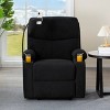 Manual Recliner Chair in Black Corduroy, Comfortable Armchair with Phone Holder & 2 Cup Holders, 32.4"x39.57"x38.78"H - 2 of 4
