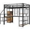 Whisen Full Size Metal Loft Bed with Storage Staircase and Small Wardrobe - 3 of 4