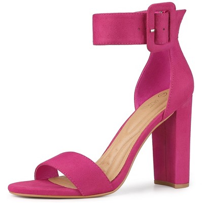 Perphy Open Toe Ankle Straps Block Heel Sandals For Women Hot Pink 7 ...