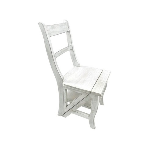 Carolina Living Folding Library Ladder Chair Antique White: Rubberwood Convertible, Spot Clean, Armless Design - image 1 of 4