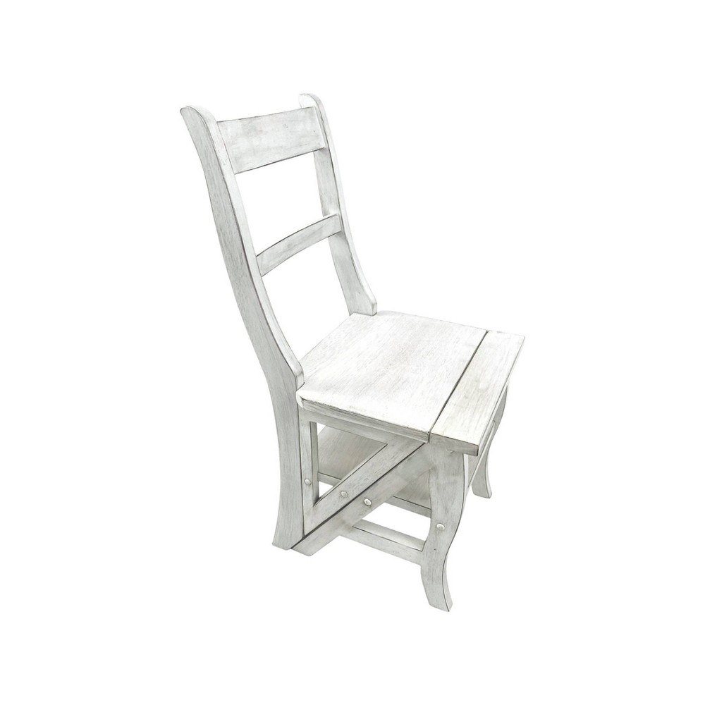 Photos - Storage Combination Folding Library Ladder Chair Antique White - Carolina Chair & Table