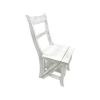 Folding Library Ladder Chair Antique White - Carolina Chair & Table