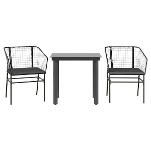 vidaXL 5 Piece Patio Dining Set Poly Rattan Glass - Black and Dark Gray 31.5" x 31.5" x 29.1" 2 Items - 1 of 4