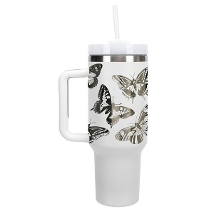 Elanze Designs Large Monarch Butterfly Garden 40 oz. Stainless Steel, Large Water Bottle Coffee Mug, Spill & Leak Resistant, Thermal Travel Tumbler - 1 of 1