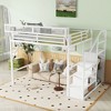 Queen Size Loft Bed with Stairs, Storage Shelves and Wardrobe for Kids - 4 of 4