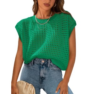 Women's Sleeveless Knit Sweater Top – Soft & Breathable Loose Fit Pullover - 1 of 4