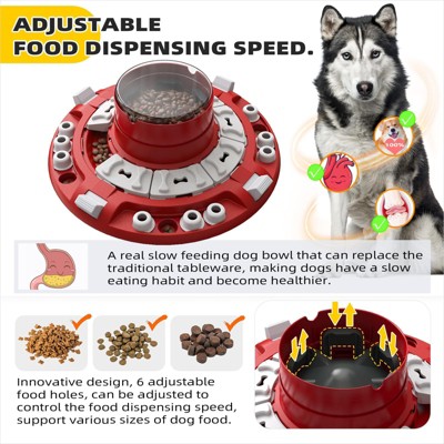 Red and White Advanced 4-in-1 Dog Puzzle Toy with Treat Dispenser