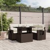 vidaXL 5 Piece Patio Sofa Set with Cushions Brown and Cream Poly Rattan - Without Storage - 2 of 4