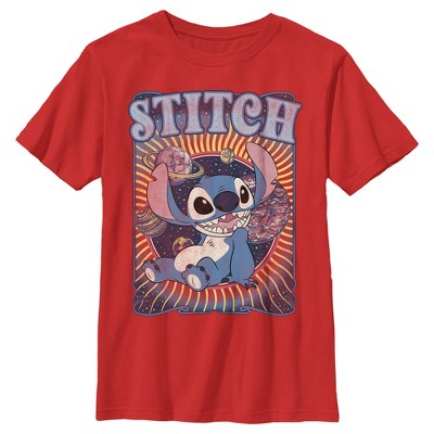 Boy's Lilo & Stitch Groovy Planets Stitch T-shirt - Red - X Small : Target