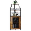 Corner Wine Bar Rack Cabinet with Detachable Wine Rack, Home Bar Cabinet with Barn Door and Adjustable Shelf - 4 of 4
