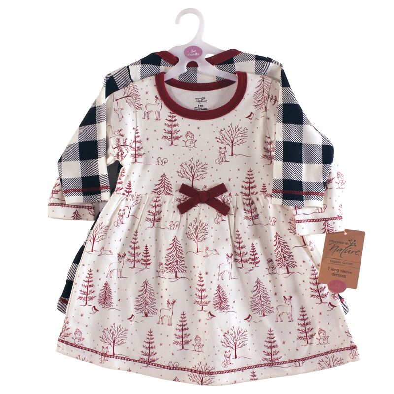 Touched by Nature Big Girls and Youth Organic Cotton Long-Sleeve Dresses 2pk, Winter Woodland, 3 of 4