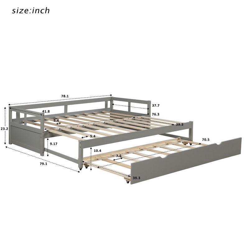 Twin to King Extending Wooden Daybed with Trundle-ModernLuxe, 4 of 10