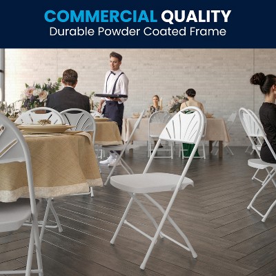 White Powder-Coated Steel Mid-Back Folding Chairs, Set of 2